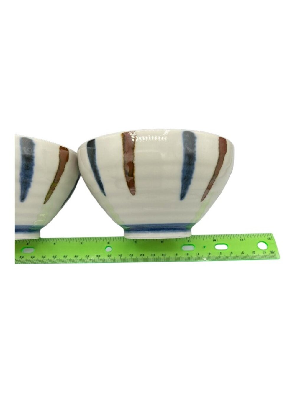 Pair of Japanese Ceramic Rice Soup Noodle Bowls & Chopsticks in Original Box - Picture 6 of 11